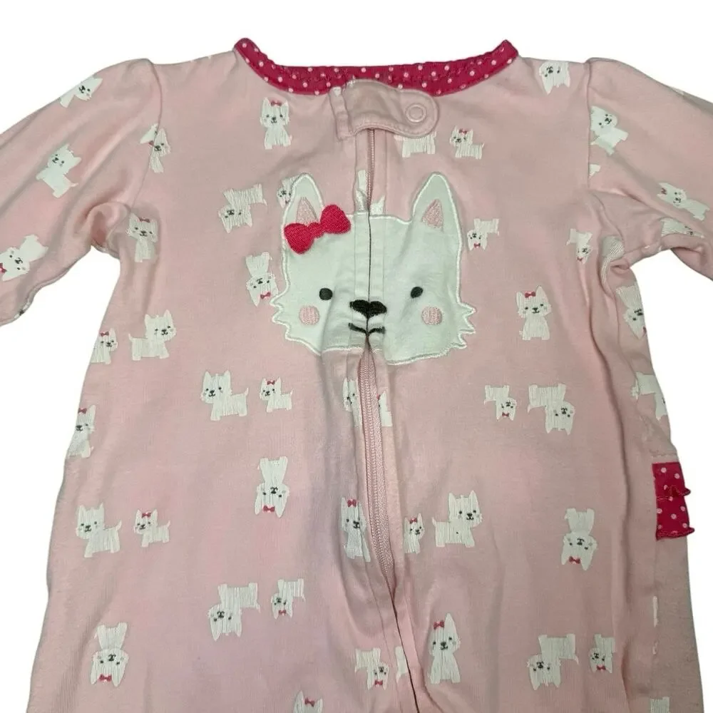 Carter's Footie Sleeper Pajamas Baby Girl Dogs Pink 9 Months